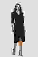 Siyah Kruvaze Yaka Midi Boy Krep Elbise 0104010.01 