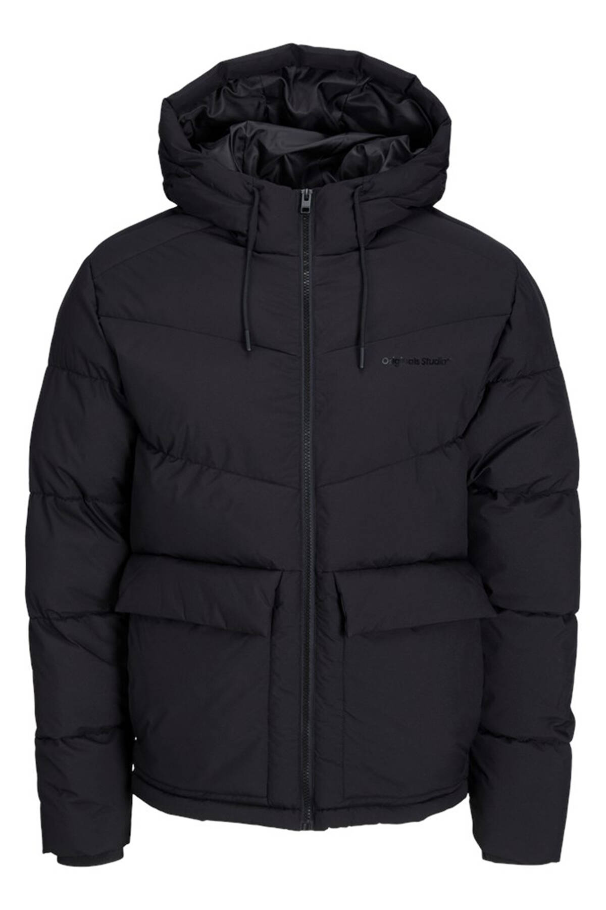 Siyah Logo Baskili Kapüsonlu Puffer Mont 77724K12238849.01 - Ardanewline (1)