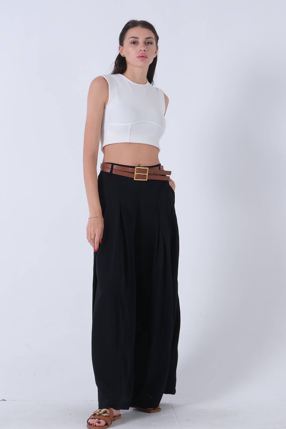 Siyah Ön Çift Pilikaşeli Pantolon 03030151.01 - Ardanewline (1)