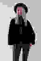 Siyah Ön Fermuarlı Yarasa Kol Detaylı Yün Kısa Ceket 3971215.01 Siyah