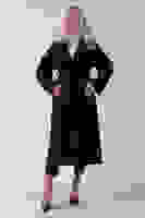 Siyah Önden Düğmeli Oversize Örme Kaşe Kaban 0108081.01 