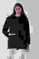 Siyah Önü 4 Düğme Kapamalı Çift Cepli Kuşaklı Kap 940140187.01 Siyah