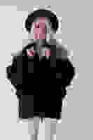 Siyah Önü Bağlama Detaylı Yakası Kürklü Panço 47122475.01 Siyah