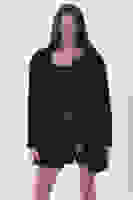 Siyah Önü Kapamalı Seyyar Kemerli Peluş Ceket 0105140.01 