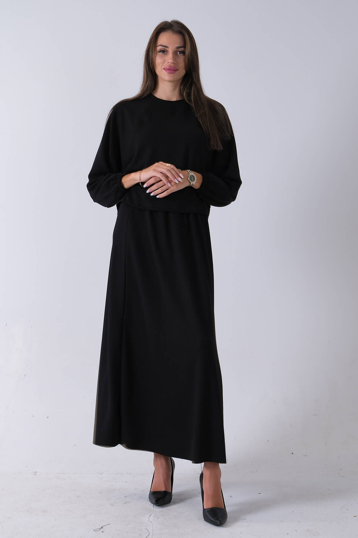 Siyah Önü Yarasakol Etekli Takım 31040702.01 Siyah