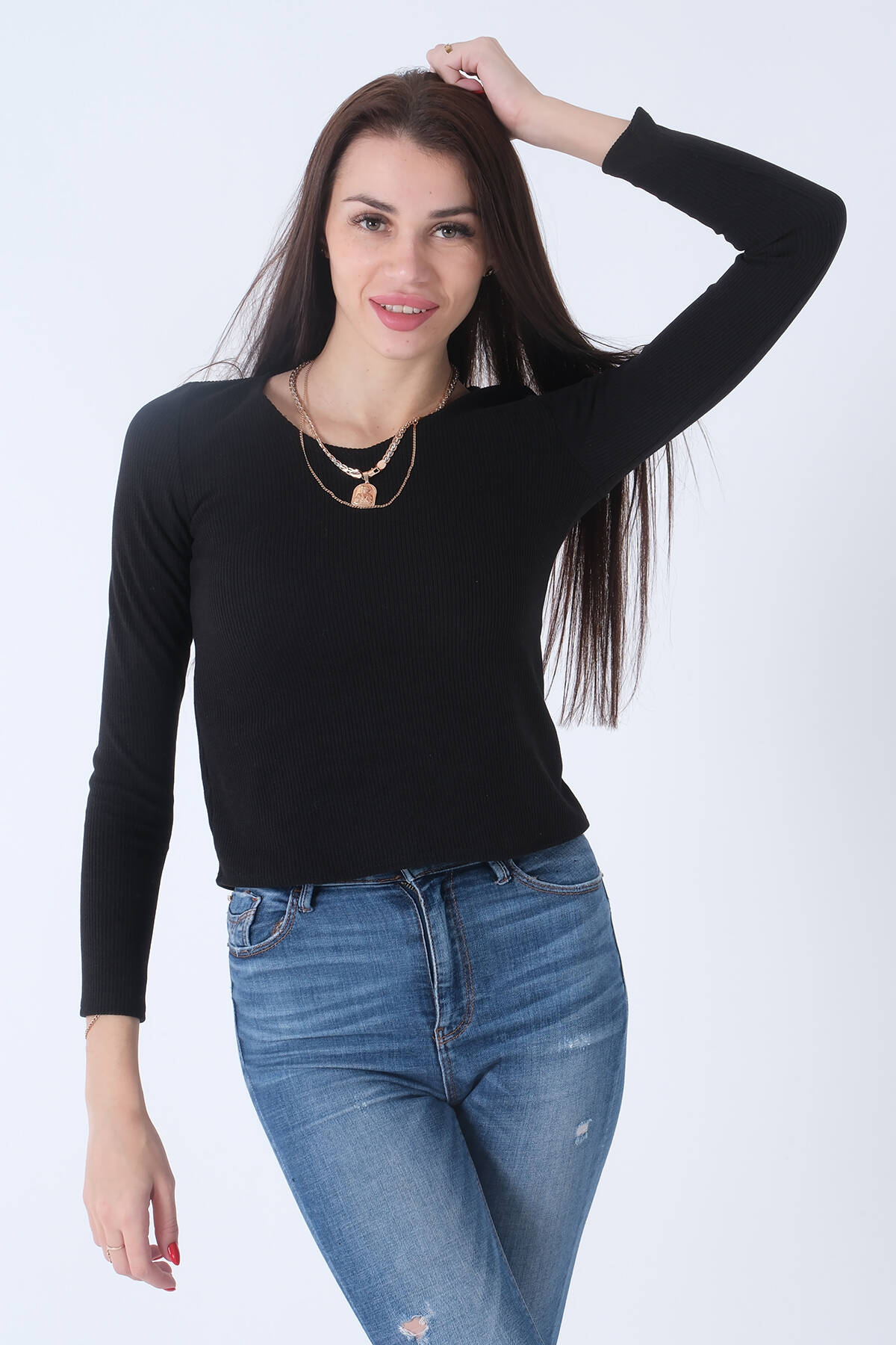 Siyah Örme V Yaka Kazak 0103012.01 