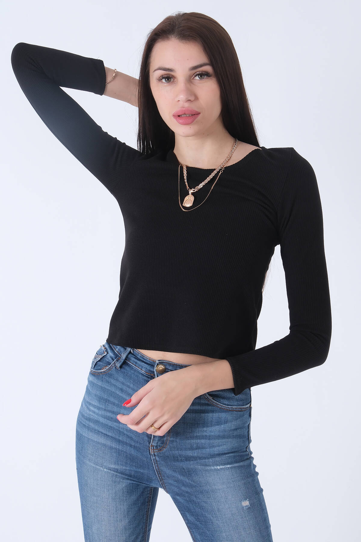 Siyah Örme V Yaka Kazak 0103012.01 - Ardanewline (1)