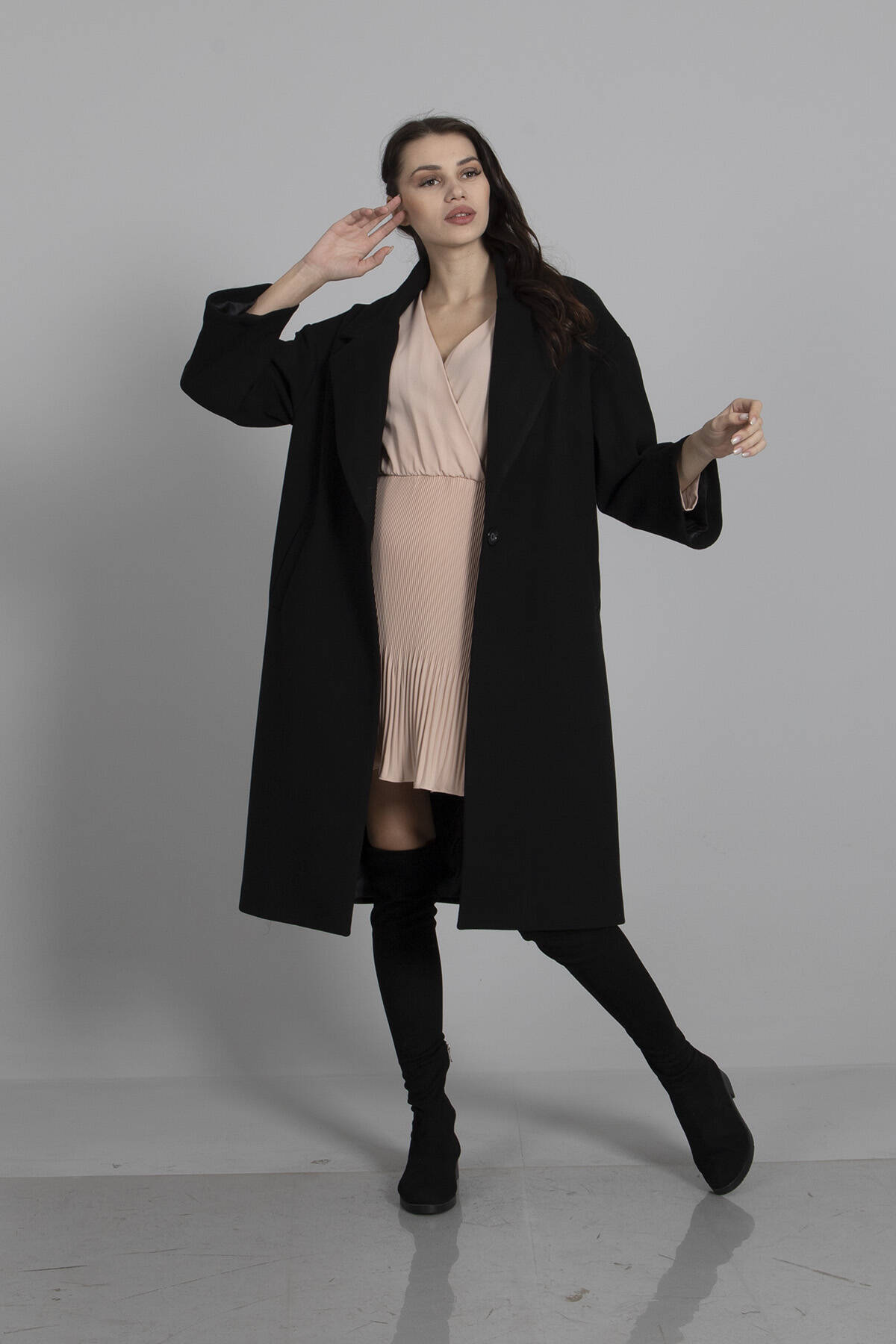 Siyah Oversize Kaşe Kaban 3971530.01 - Ardanewline (1)