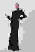 Siyah Pul Payetli ve Tüy Detaylı Tesettür Abiye 6502490.01 