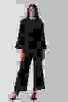 Siyah Şal Yaka Üzeri Broş Detaylı Pantolonlu Takım 4592270.01 Siyah