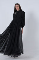 Siyah Şifon Vintage Tesettür Abiye 9705249.01 