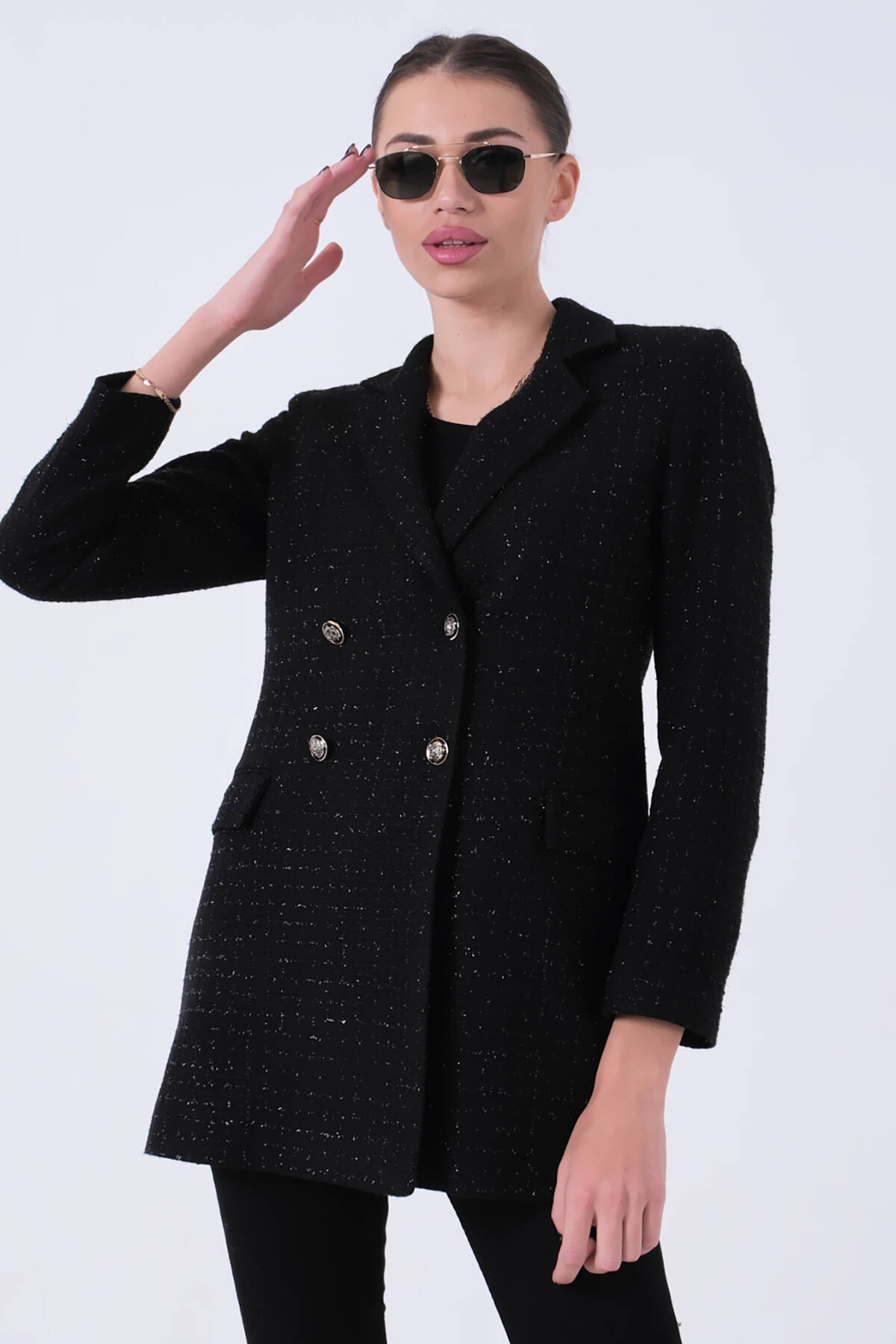 Siyah Simli Tüvit Metal Düğmeli Ceket 0105138.01 