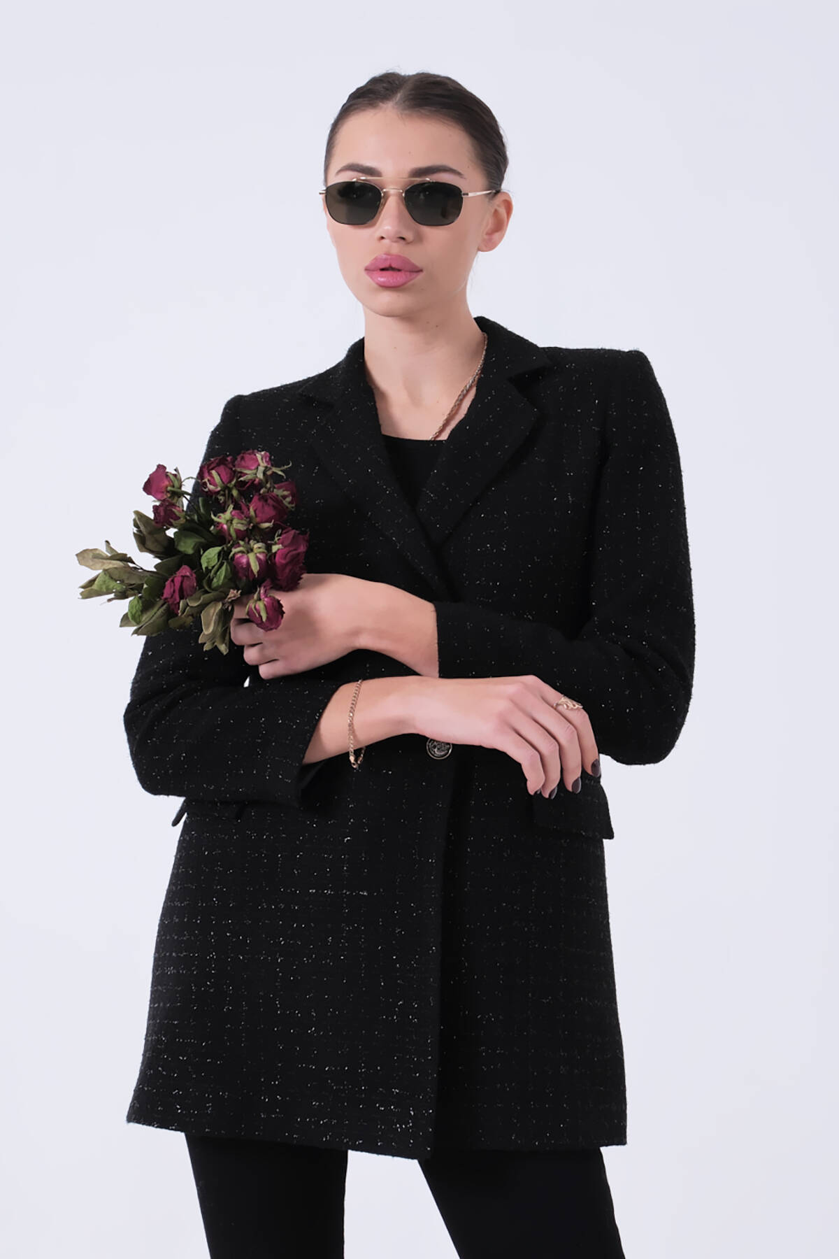 Siyah Simli Tüvit Metal Düğmeli Ceket 0105138.01 - Ardanewline (1)