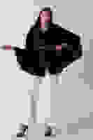 Siyah Tek Düğme Kapamalı Kemerli Yün Peluş Ceket 940140183.01 Siyah