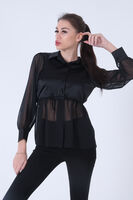 Siyah Transparan Kol Detaylı Bluz 3972459.01 
