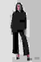 Siyah Tunik Yaka Fermuar Kapamalı File Detaylı Pantolonlu Takım 4577283.01 Siyah