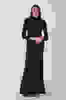 Siyah Üst Pul Payet Alt Krep Tesettür Abiye 6502497.01 Siyah