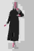 Siyah Üzeri Kendinden Şallı Kemer Bağlamalı Tesettür Elbise 4571581.01 Siyah