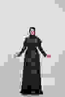 Siyah Üzeri Taş İşlemeli Bisiklet Yaka Tesettür Elbise 6502502.01 Siyah