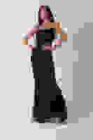 Siyah Üzeri Taş İşlemeli Sırt Bağlamalı Straplez Abiye 9705498.01 Siyah