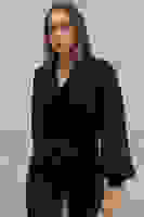 Siyah Uzun Kol Degaje Yaka Bluz 4202512.01 Siyah