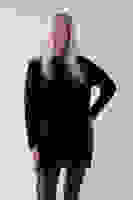 Siyah Yaka ve Kolları Taş Detaylı Bisiklet Yaka Kazak 44530206.01 Siyah