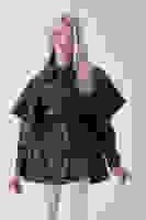 Siyah Yakalı Kendinden Pelerinli Kemerli Deri Ceket 5309366.01 Siyah