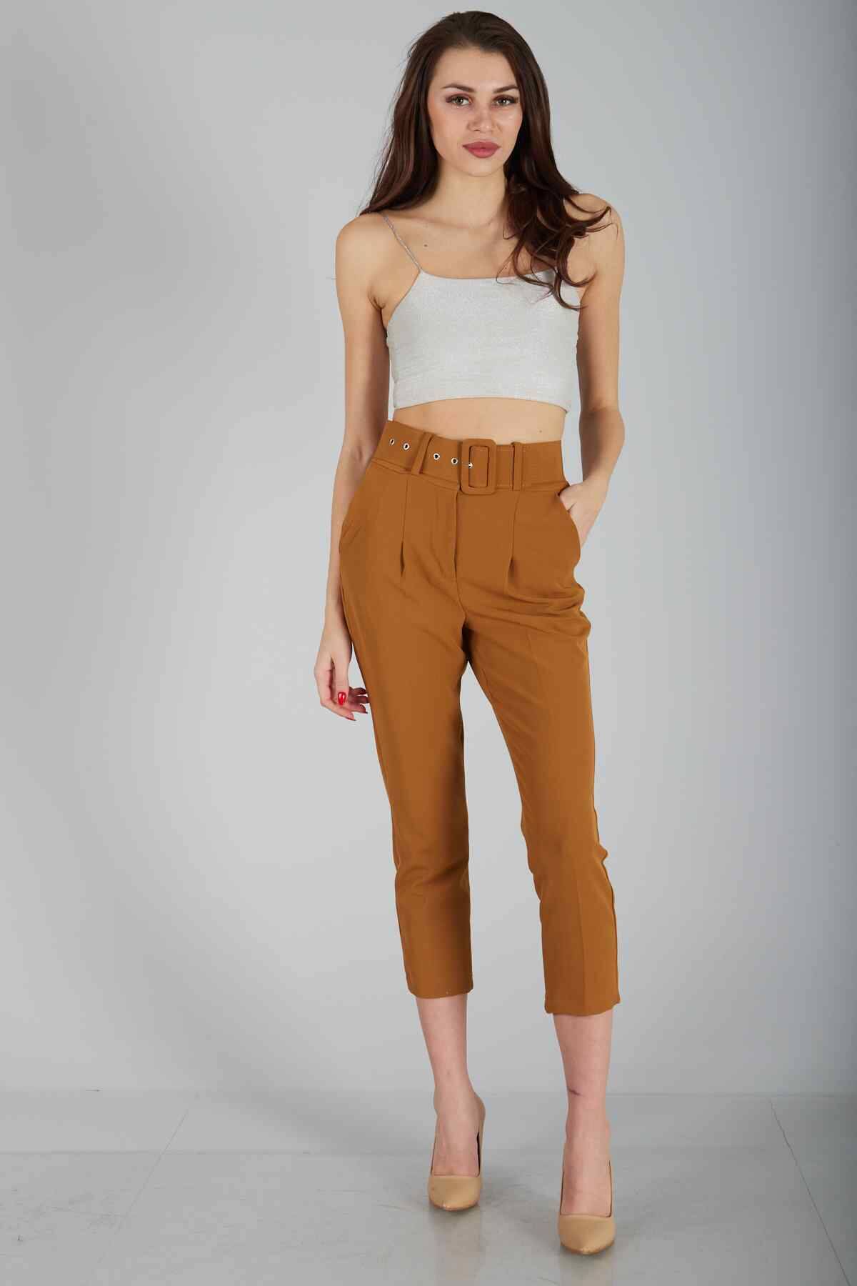 Taba Geniş Kemerli Bilek Paça Klasik Pantolon 0303553.39 - Ardanewline