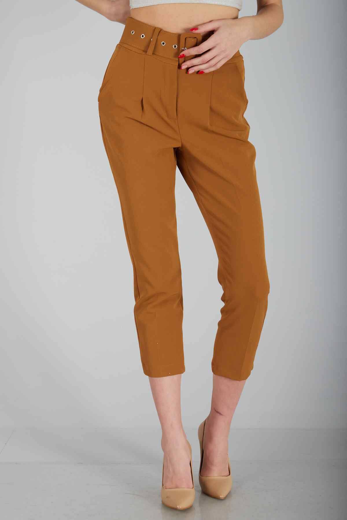 Taba Geniş Kemerli Bilek Paça Klasik Pantolon 0303553.39 - Ardanewline (1)