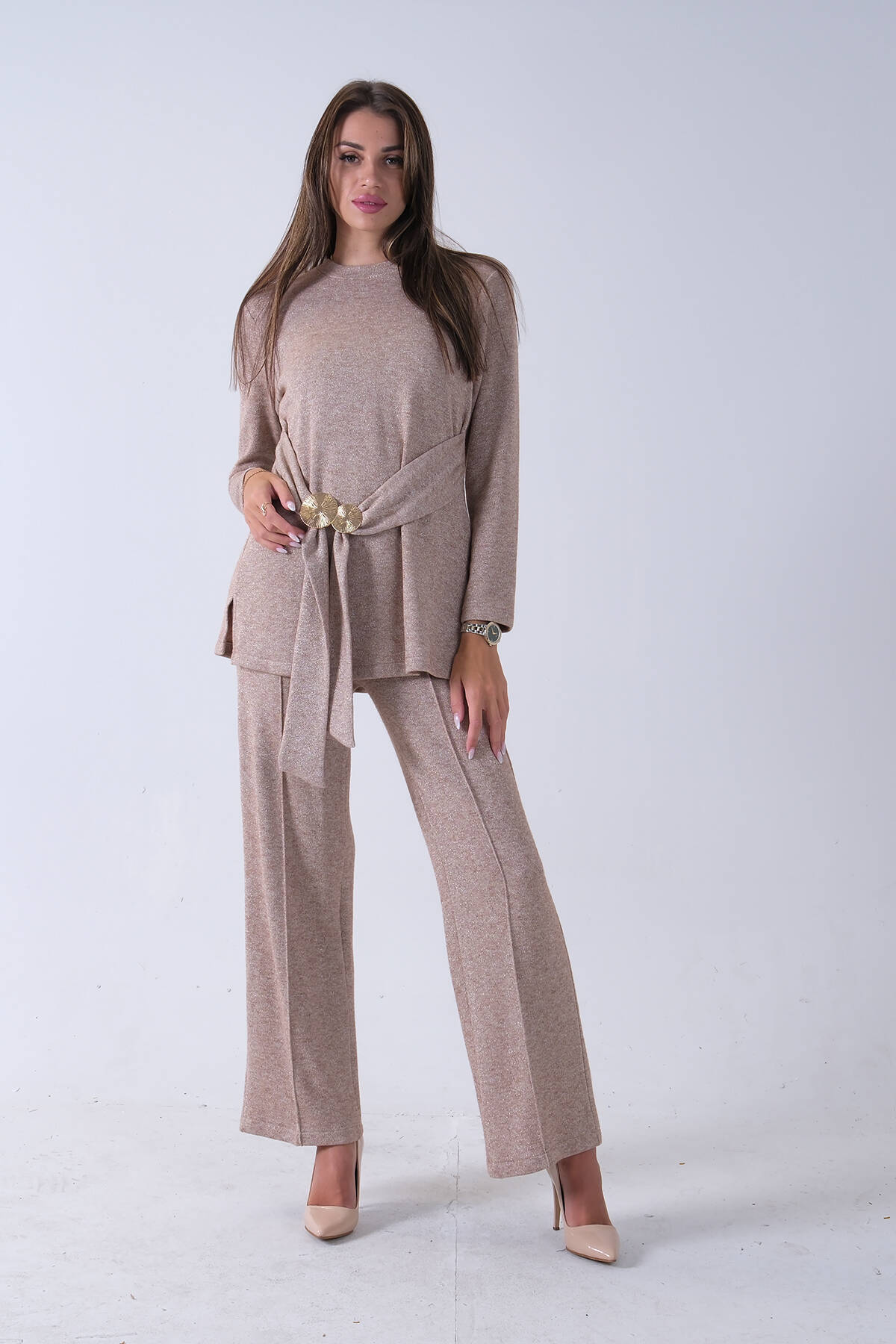 Taş Altın Toka Detaylı Pantolonlu Takım 4577282.50 Taş