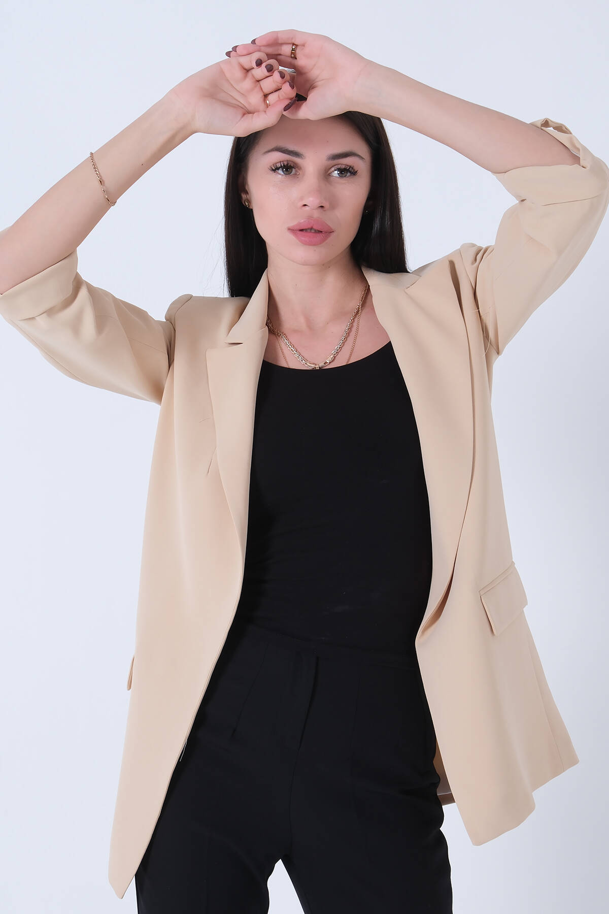 Taş Astarlı Kolları Düğme Toparlamalı Ceket 0105136.50 