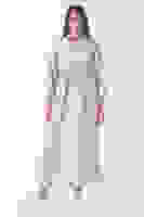 Taş Beli Lastikli Gömlek Yaka Kuşaklı Tesettür Elbise 4593296.50 