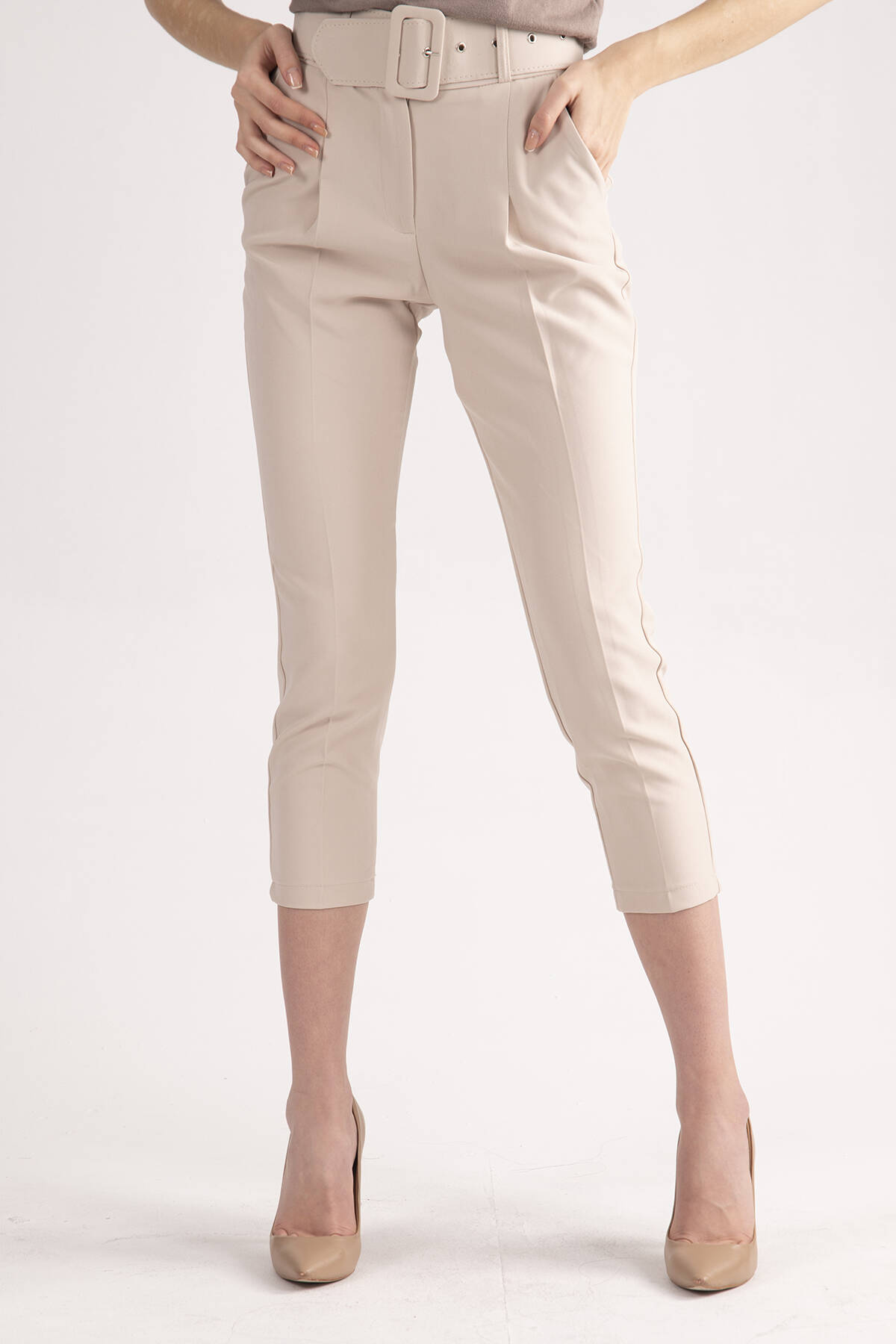 Taş Geniş Kemerli Bilek Paça Klasik Pantolon 0303553.50 - Ardanewline (1)