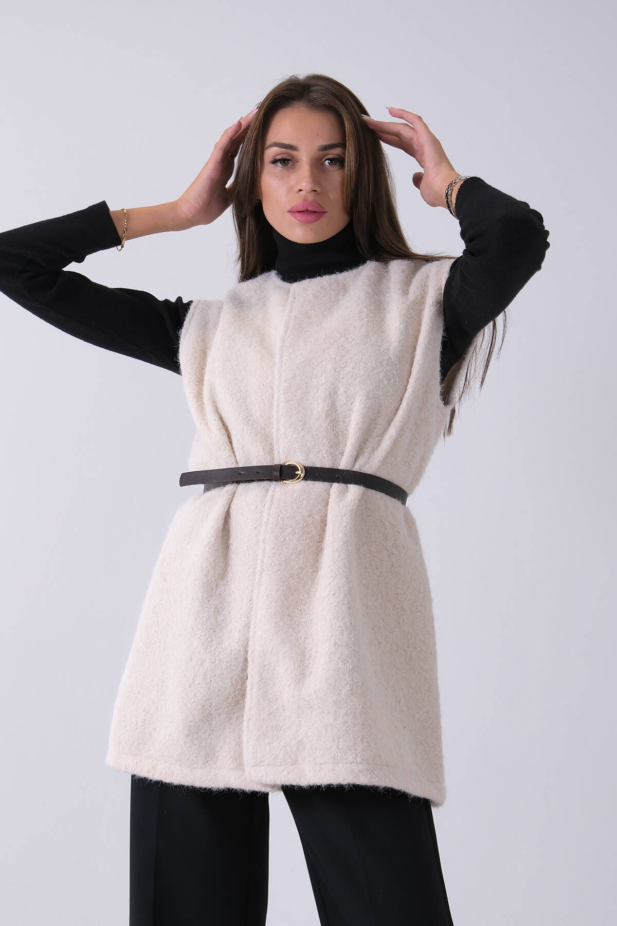 Taş Kemerli Yünlü Kaşe Yelek 31070196.50 - Ardanewline