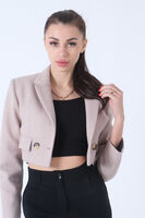 Taş Kruvaze Yaka Kaşe Crop Astarlı Blazer Ceket 0105125.50 