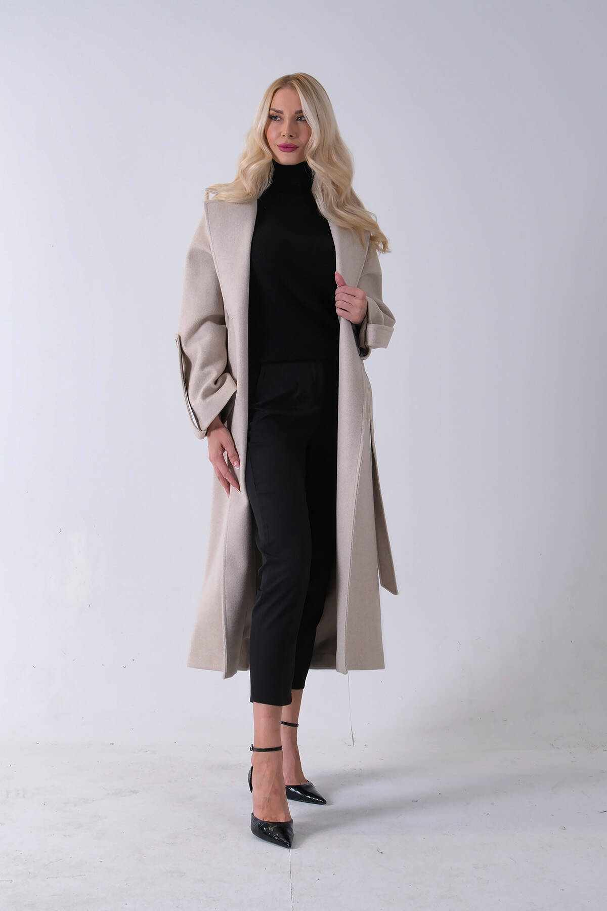 Taş Önden Düğmeli Oversize Örme Kaşe Kaban 0108081.50 - Ardanewline (1)