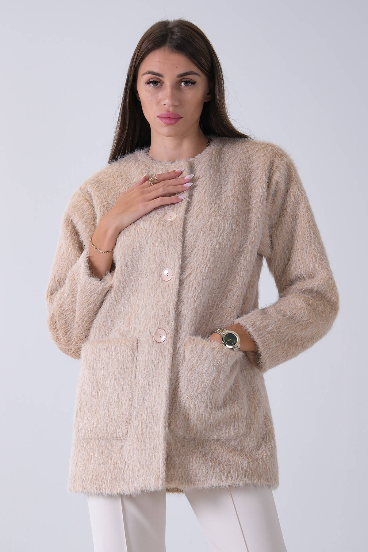 Taş Önü 4 Düğme Kapamalı Çift Cepli Kuşaklı Kap 940140187.50 - Ardanewline (1)