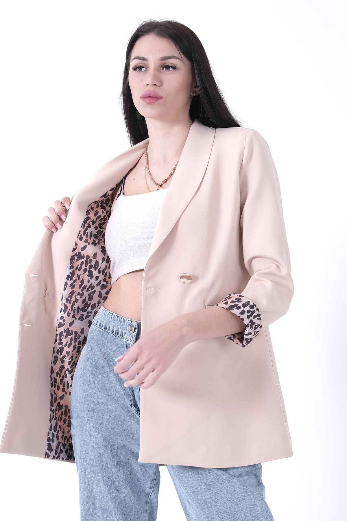 Taş Şal Yaka Leopar Astarlı Kruvaze Ceket 39711561.50 - Ardanewline (1)