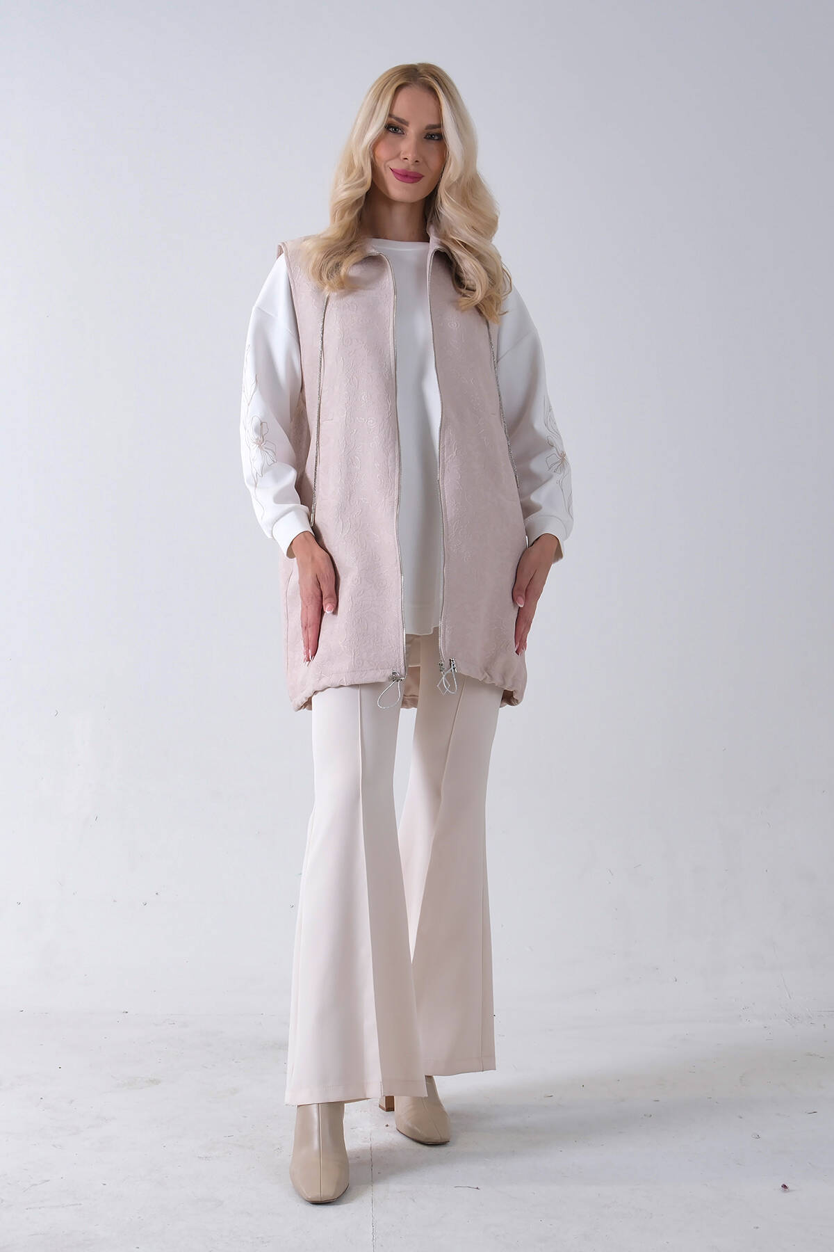 Taş Tunik Kolu Çiçek Desenli Yelekli 2'li Takım 940120274.50 Taş