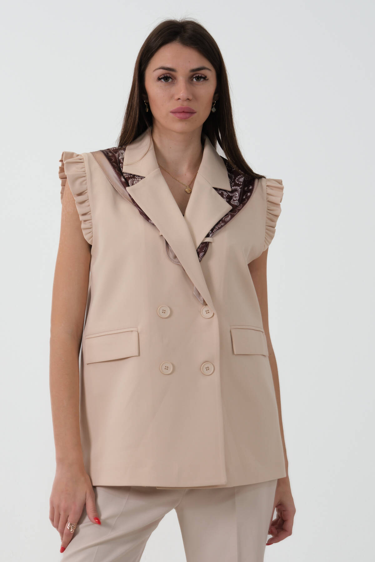 Taş Yaka Fularlı Cep Kapaklı Yelek 9401090.50 - Ardanewline (1)