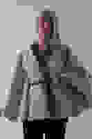 Taş Yanları Leopar Kürk Detaylı Kemerli Panço 47122726.50 Taş