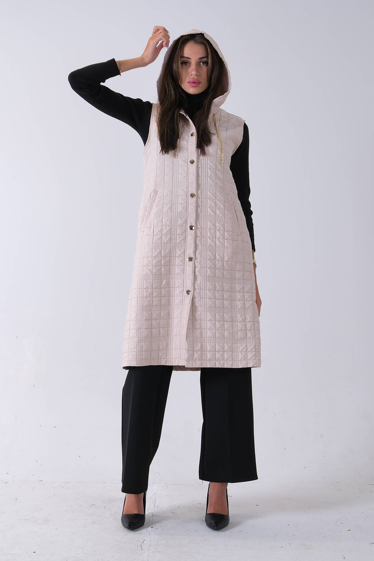 Taş Zincir Detaylı Fleto Cepli Kapitone Yelek 31070195.50 - Ardanewline (1)