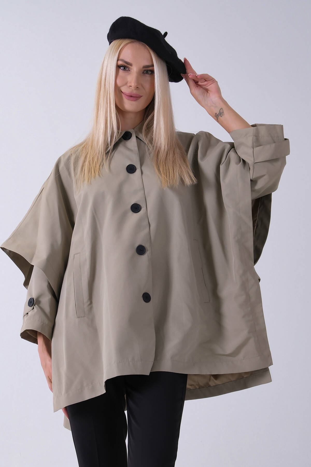 Vizon 5 Düğme Kapamalı Takma Kol Yandan Cepli Trenç 5309343.34 Vizon