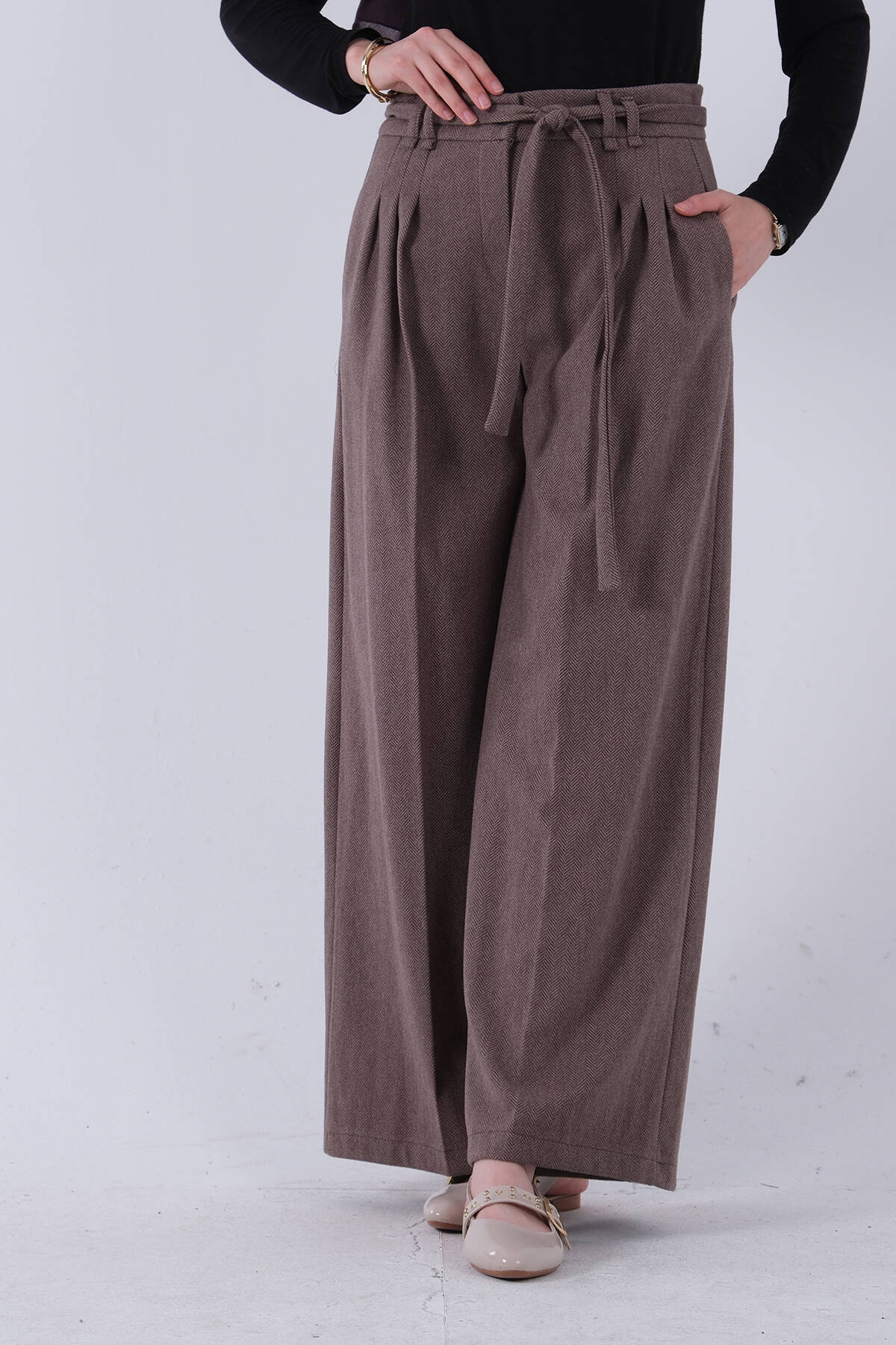 Vizon Hasır Kemerli Bol Paça Pantolon 474477.34 - Ardanewline