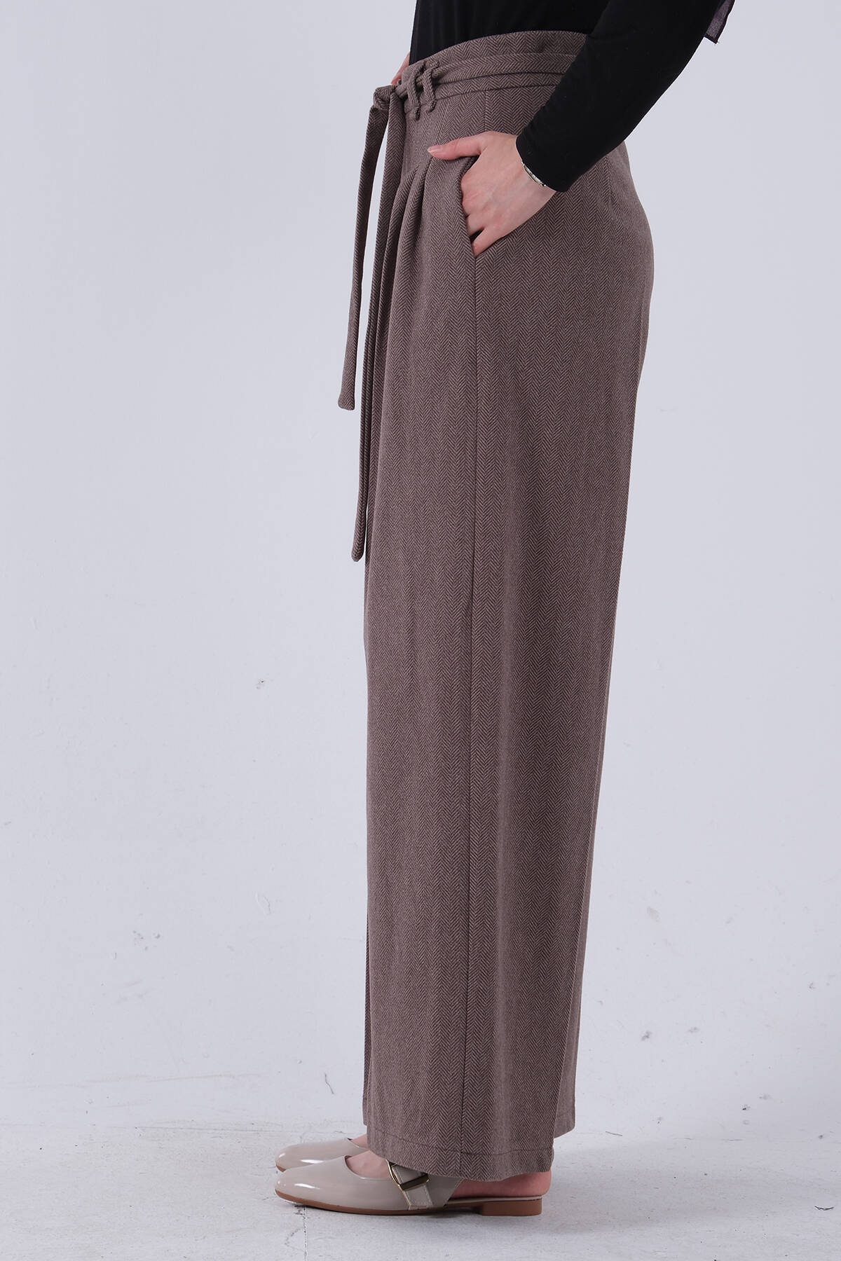 Vizon Hasır Kemerli Bol Paça Pantolon 474477.34 - Ardanewline (1)