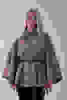 Vizon Önü Düğme Kapamalı Kemerli Yakası Kürklü Panço 47122714.34 Vizon