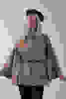 Vizon Önü Tek Düğme Kapamalı Kemer Detaylı Panço 47122713.34 Vizon