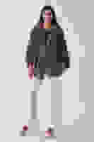 Vizon Tek Düğme Kapamalı Kemerli Yün Peluş Ceket 940140183.34 Vizon