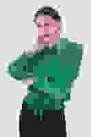 Yeşil Bel ve Kol Ucu Gipe Detaylı Saten Gömlek 3972863.07 