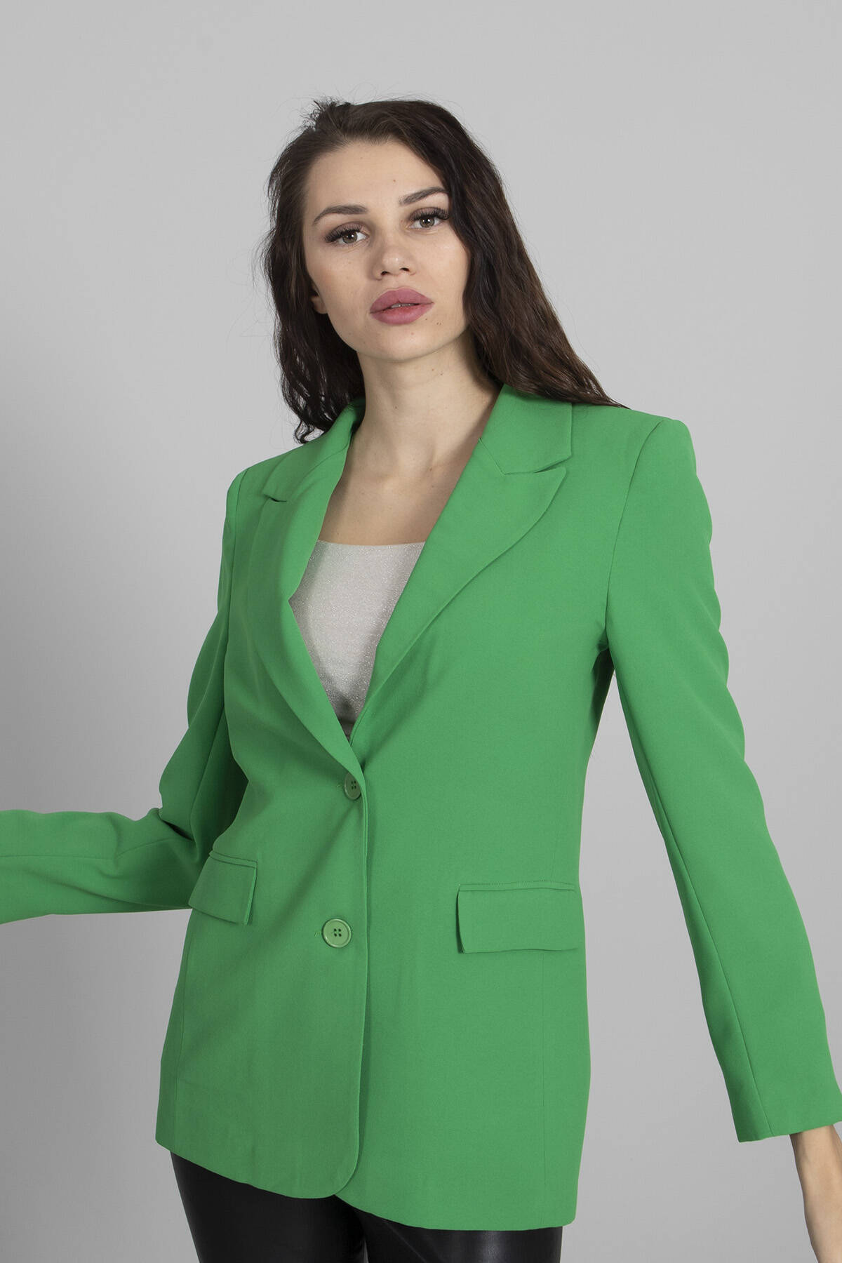 Yeşil Vatkalı Astarlı Blazer Ceket 0105110.07 